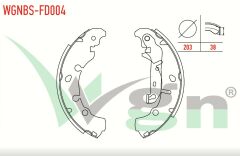 FIESTA V 1.4 TDCI LEVYELI 203X38 mm 2001-2008/FIESTA V 1.4i - 1.25i - 1.3 16v 2001-2008/FIESTA V 1.6 TDCI 2001-2008/FUSION 1.6 TDCI 2002-2010/KA 1.3 1996-2008 FREN PABUC BALATA ARKA