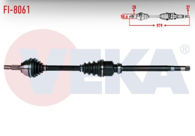 Fiat Scudo (270) 2.0 MJT 2007- / Peugeot 407 SW 2.0 HDi 2004-2010 Komple Aks Sağ Ön Uzunluk 979mm