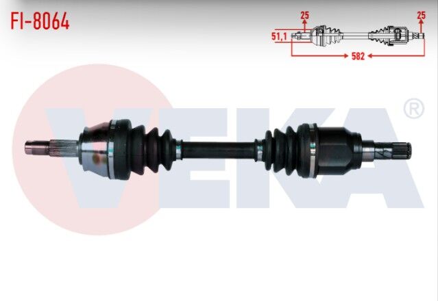 Fiat Linea 1.6 MJT 2007- / Grande Punto 1.3 MJT Euro 4 2005-2012 Komple Aks Sol Ön Uzunluk 582mm