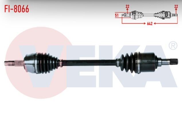 Fiat Linea 1.4 2007-/ Fiorino 1.4i 2007- / Citroen Nemo 1.4i 2007- / Peugeot Bipper 1.4i 2008- / Grande Punto (199) 1.2 MPI 2005-2012 / M-T Komple Aks Sol Ön Uzunluk 642mm