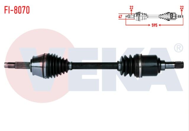 Fiat Palio-Siena 1.2i-1.4i-1.6i (C514 SNZ) 1999-2002 / Albea 2002-2010 Komple Aks Sol Ön Uzunluk 595mm