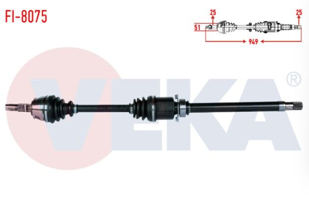 Fiat Fiorino (225) 1.3 MJT A-T Uzunluk 949 mm 2008-2013 Komple Aks Sağ Ön