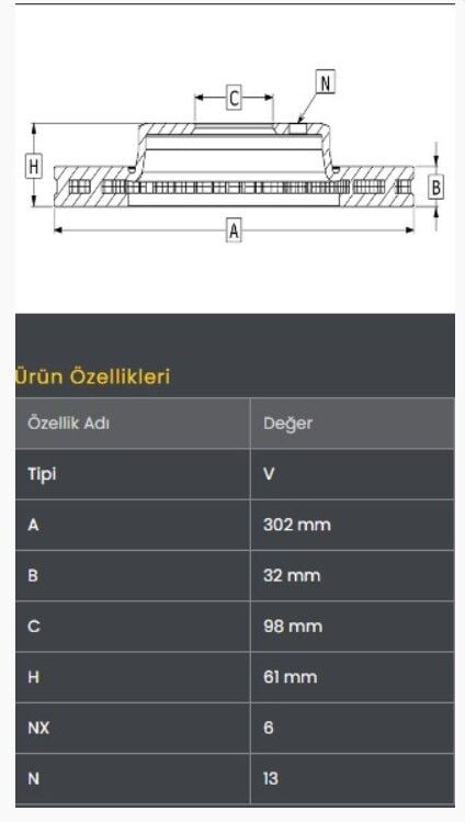 BT50 11- / Ranger 11- Fren Diski Ön (302-5) Frendi