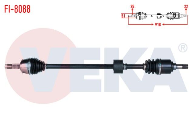 Fiat Egea 1.4 16v M-T 2015- / Doblo 1.4 16v M-T 2010- Komple Aks Sağ Ön Uzunluk 918mm