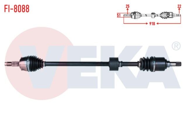 Fiat Egea 1.4 16v M-T 2015- / Doblo 1.4 16v M-T 2010- Komple Aks Sağ Ön Uzunluk 918mm