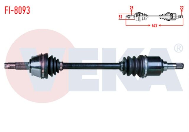 Fiat Marea Liberty (185) 1.6i 16v M-T Uzunluk 622mm 2002-2007 Komple Aks Sol Ön