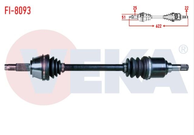 Fiat Marea Liberty (185) 1.6i 16v M-T Uzunluk 622mm 2002-2007 Komple Aks Sol Ön