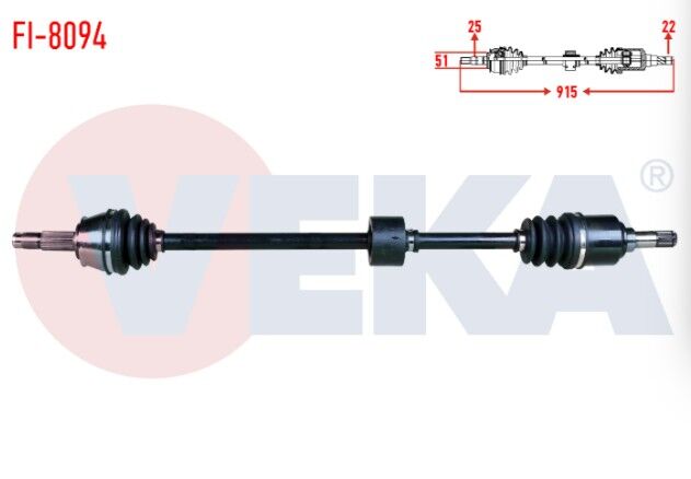 Fiat Marea Liberty (185) 1.6i 16v M-T Uzunluk 915mm 2002-2007 Komple Aks Sağ Ön