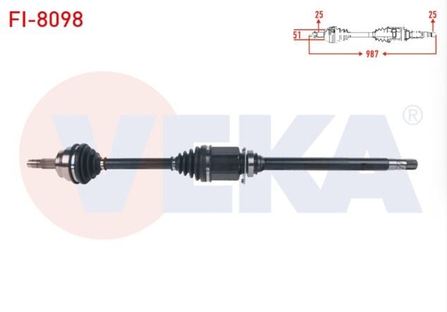 Fiat Egea 1.6 MJT A-T 2015- Komple Aks Sağ Ön Uzunluk 987mm