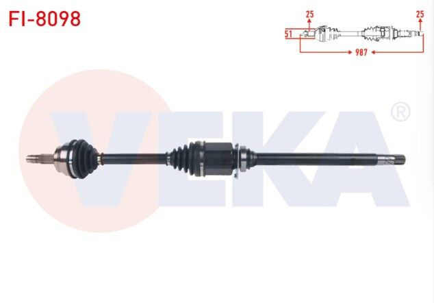 Fiat Egea 1.6 MJT A-T 2015- Komple Aks Sağ Ön Uzunluk 987mm