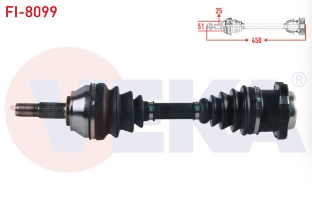 Fiat Punto 1.3 JTD - 1.9 JTD 5 Vites M-T Uzunluk 450mm 1999-2009 Komple Aks Sol Ön