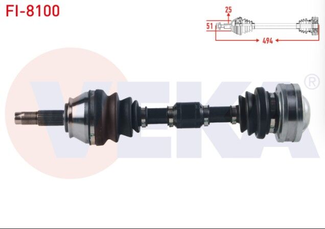 Fiat Punto 1.3 JTD - 1.9 JTD 5 Vites M-T 99-09/ Alfa Romeo (Sol-Sağ Ön) 147 (937_) 1.6 16V T.Spark - 1.9 JTD - 2.0 16V T.Spark (937.AXA1A, 937.AXB1A, 937.BXB1A) 01-10 Komple Aks Sağ Ön Uzunluk 494mm