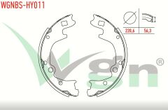 HYUNDAI H100 2.5 D KAMYONET 2004- / KIA K2500 2.5 2003- / K2500 2.7 CIFT TEKER 1993-/ MAZDA E 2200 (SR2) 2.2 D 1984-2004 FREN PABUC BALATA ARKA 220,6X56,3 mm