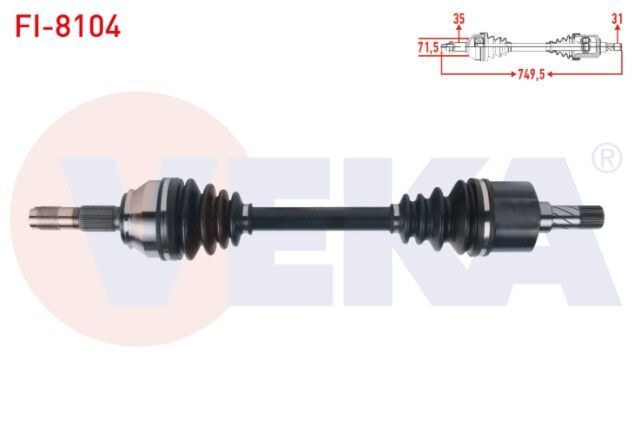 Fiat Ducato 3.0 MJT A-T / M-T 2006-2014/ Citroen Jumper III 3.0 HDI A-T / M-T 2006-2014/ Peugeot Boxer III 3.0 HDI A-T / M-T 2006-2014 Komple Aks Sol Ön Uzunluk 749,5mm