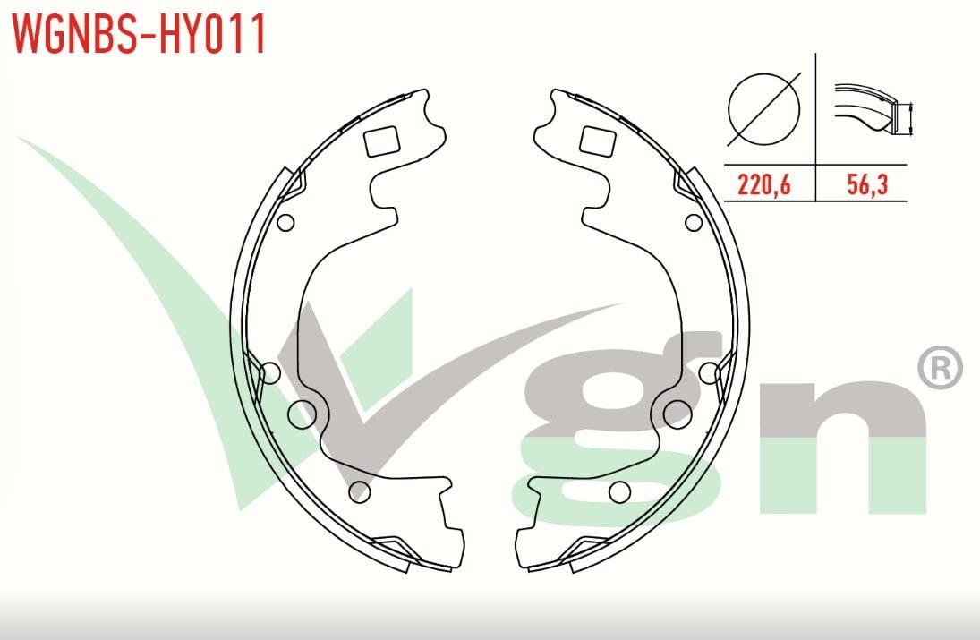 HYUNDAI H100 2.5 D KAMYONET YAPISTIRMA 220,6X56,3 mm 2004- FREN PABUC BALATA ARKA +1mm DAHA KALIN