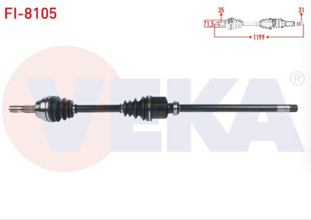 Fiat Ducato 3.0 MJT A-T / M-T 2006-2014/ Citroen Jumper III 3.0 HDI A-T / M-T 2006-2014/ Peugeot Boxer III 3.0 HDI A-T / M-T 2006-2014 Komple Aks Sağ Ön Uzunluk 1199mm