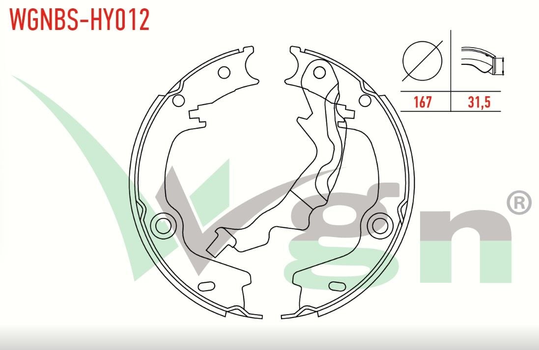 HYUNDAI ACCENT ERA 1.4i 16v LEVYELI 167X31,5 mm 2006-2012/ACCENT ERA 1.5 CRDI 2006-2012/ACCENT ERA 1.6 CVVT 2006-2012/RIO II 1.5 CRDI 2006-2011/RIO II 1.4i 16v 2006-2011 EL FREN BALATASI
