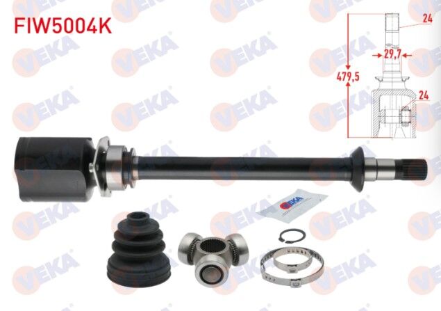 Fiat Doblo (119,223) 1.9 JTD 24X24X30 Uzunluk 479,5 mm 2001-2010 Aks Kafası Sağ Ön İç