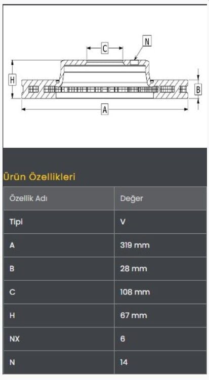 Hilux Revo 2.4-2.8 15-/Hilux Vigo KUN25-KUN26 4X4 05-15 Fren Diski Ön (319-6)- Frendi