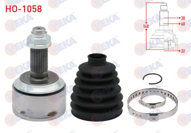 Honda CR-V III 2.0 I-VTEC A-T 2006-2012 Aks Kafası Sol-Sağ Ön Dış 30X32X68 Uzunluk 148mm