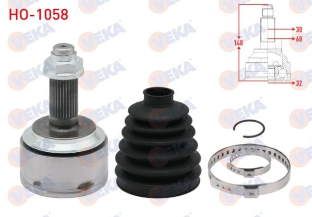 Honda CR-V III 2.0 I-VTEC A-T 2006-2012 Aks Kafası Sol-Sağ Ön Dış 30X32X68 Uzunluk 148mm