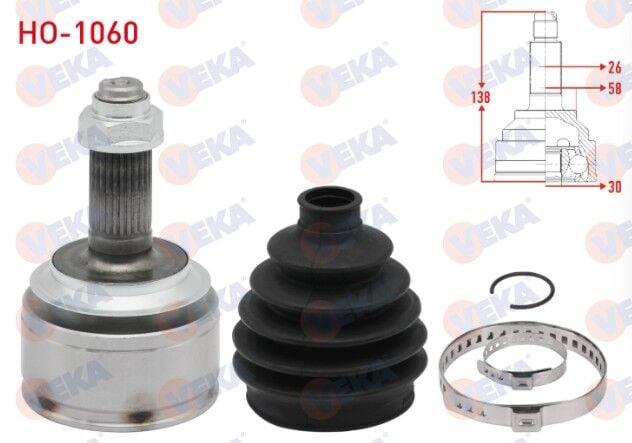 Honda Civic IX 1.4i 2012-2016 / Civic VIII 1.4i 2005-2012 Aks Kafası Sol-Sağ Ön Dış 26X30X58 Uzunluk 138mm