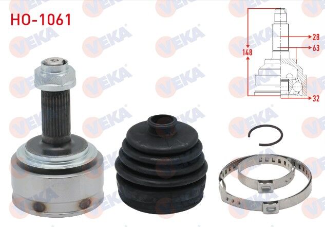 Honda CR-V II 2.0i A-T 2002-2006 Aks Kafası Sol-Sağ Ön Dış 28X32X63 Uzunluk 148mm