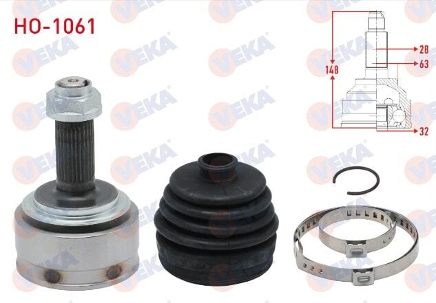 Honda CR-V II 2.0i A-T 2002-2006 Aks Kafası Sol-Sağ Ön Dış 28X32X63 Uzunluk 148mm