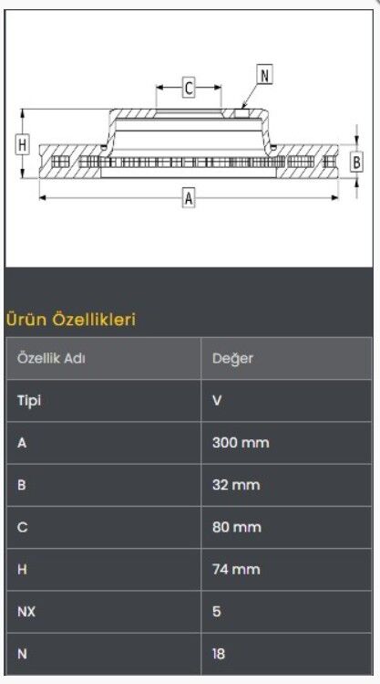 Custom 14-/V363 Çift Teker Fren Diski Arka (308-6)-Frendi