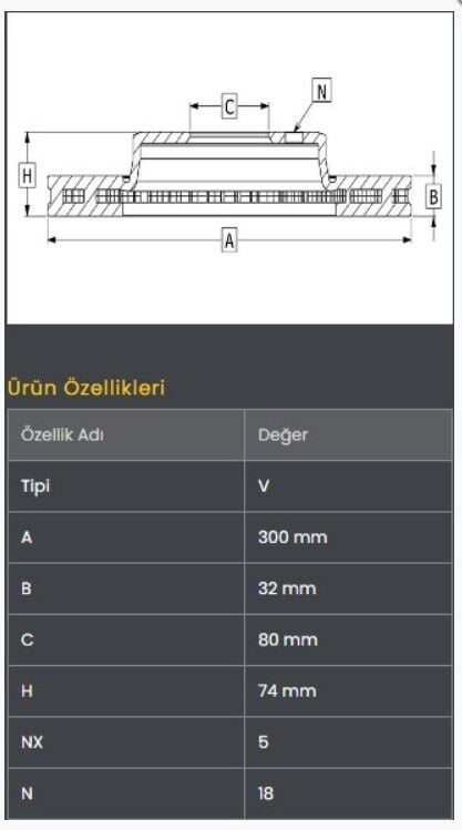 Custom 14-/V363 Çift Teker Fren Diski Arka (308-6)-Frendi