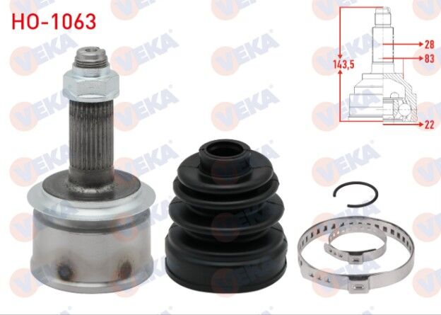 Honda Civic X (FC) 1.6i A/T 2016- Aks Kafası Sol-Sağ Ön Dış 28X22X83 Uzunluk 143,5mm