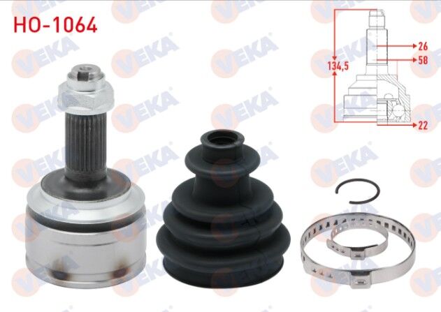 Honda Civic IX 1.6i A-T 2012-2016 Aks Kafası Sol-Sağ Ön Dış 26X22X58 Uzunluk 134,5mm