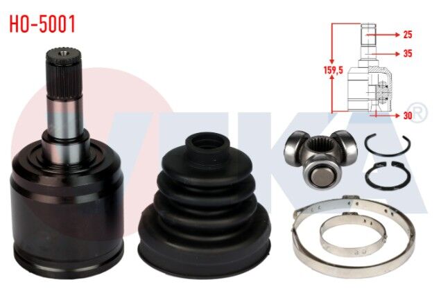 Honda Civic IV 1.4i 25X30X35 Uzunluk 159,8 mm 1987-1993 Aks Kafası Sol-Sağ Ön İç