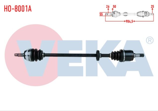 Honda Civic V 1.5i Absli 50 Dış Uzunluk 904,5mm 1992-1995 Komple Aks Sol Ön