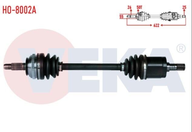 Honda Civic V 1.5i Absli 50 Dış Uzunluk 622mm 1992-1995 Komple Aks Sağ Ön