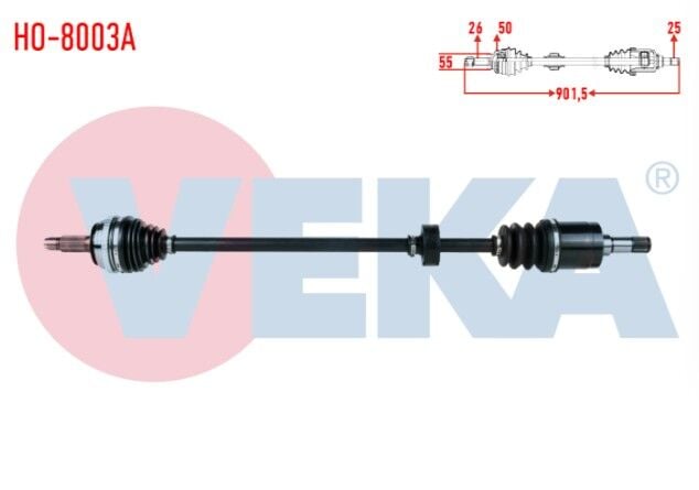 Honda Civic VI 1.4i A-T/M-T 1995-2001 Komple Aks Sol Ön Absli 50 Dış Uzunluk 901,5mm