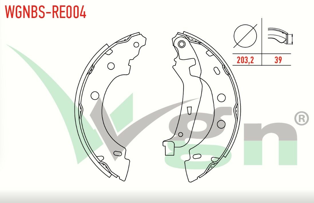 RENAULT KANGOO (KC0/1) 1.4i LEVYELI 203,2X39 mm 1998-2008/ KANGOO 1.5 DCI- 1998-2008/ KANGOO 1.9 D- 1998-2008 FREN PABUC BALATA ARKA