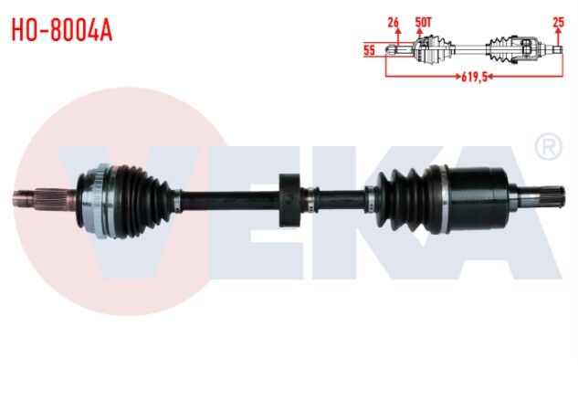 Honda Civic VI 1.4i A-T/M-T 1995-2001 Komple Aks Sağ Ön Absli 50 Dış Uzunluk 619,5mm