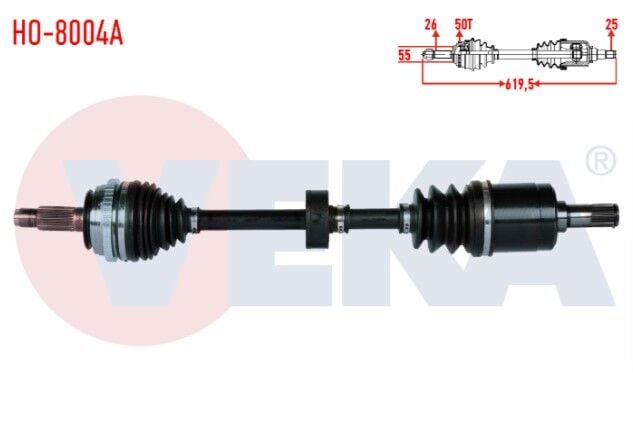 Honda Civic VI 1.4i A-T/M-T 1995-2001 Komple Aks Sağ Ön Absli 50 Dış Uzunluk 619,5mm