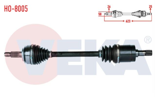Honda Civic VIII 1.6 A-T Uzunluk 623mm 2005-2012 Komple Aks Sol Ön