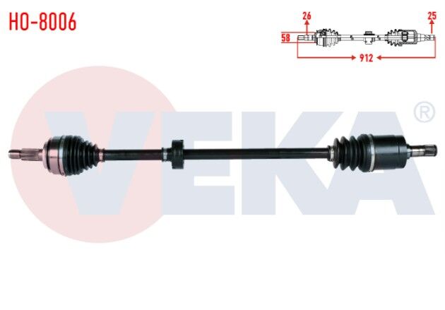 Honda Civic VIII 1.6 A-T Uzunluk 912mm 2005-2012 Komple Aks Sağ Ön