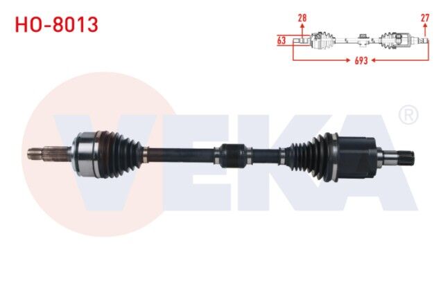 Honda Civic X (FC) 1.5 RS A-T Uzunluk 693 mm 2016- Komple Aks Sol Ön