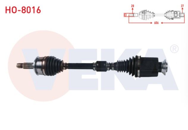 Honda Civic X (FC) 1.6i A/T Uzunluk 606 mm 2016- Komple Aks Sağ Ön