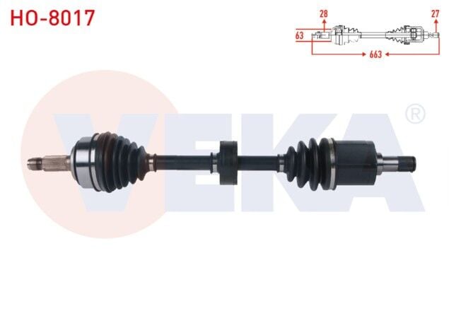 Honda CR-V II 2.0i A-T 2002-2006 Komple Aks Sol Ön Uzunluk 663mm