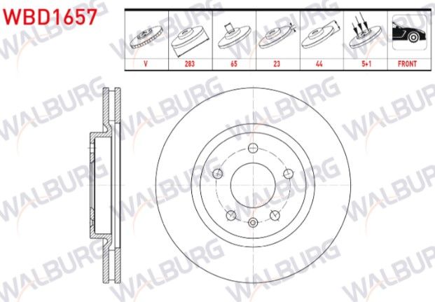 Chery Tiggo 7 Pro 2017- / 8 Pro 2022- / Omoda 5 2023 / Change 2010-2014 Fren Diski Ön Havalı 5 BJN 283X23X65X44