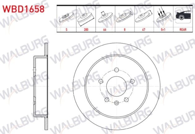 Chery Tiggo 7 Pro 2017- / 8 Pro 2022- / Omoda 5 2023 / Change 2010-2014 Fren Diski Arka Düz 5 BJN 285X8X66X47