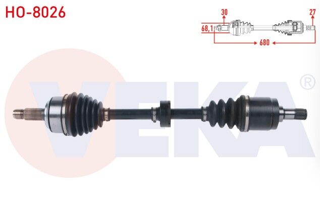 Honda Accord VIII (CU) 2.0 I-VTEC 2008-2015 Komple Aks Sol Ön Uzunluk 680mm