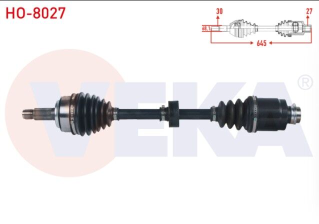 Honda Accord VIII (CU) 2.0 I-VTEC 2008-2015 Komple Aks Sağ Ön Uzunluk 645mm