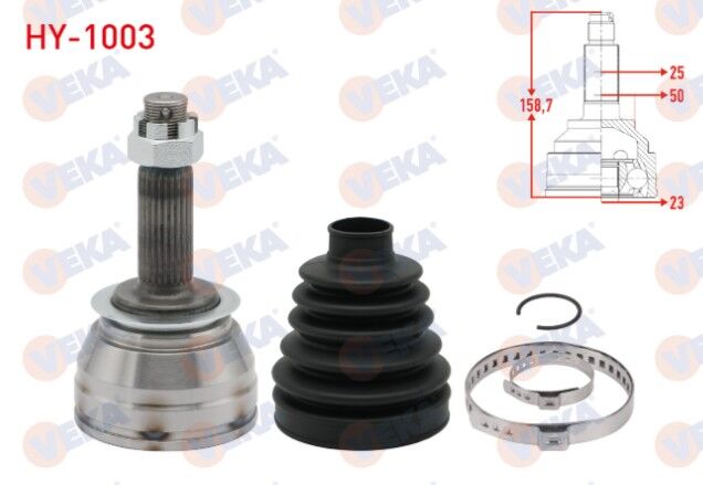 Hyundai Accent Era 1.5 CRDI 25X23X50 Uzunluk 159 mm 2006-2012 Aks Kafası Sol Ön Dış