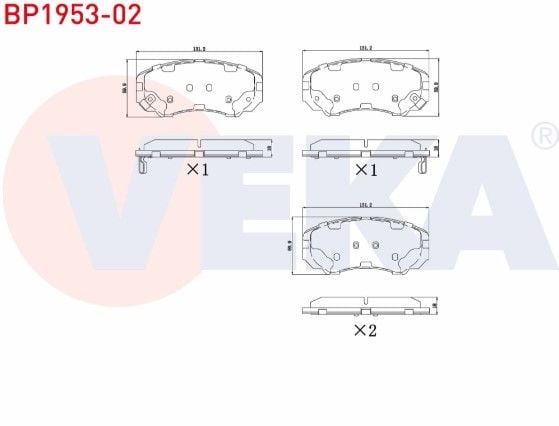 Chery Tiggo 7 Pro 23- / Sonata IV 2.0i 01-04 / Sonata IV 2.7i V6 01-04 / Tucson 2.0 CRDI 04-10 / Elantra 1.6i 01-07 / Elantra 2.0 CRDI 01-07 / Sportage 2.0 CRDI 04-10 Fren Balata Ön İkazlı